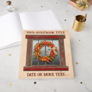 Southwest Chile Pepper Wreath Window Personalized Guest Book