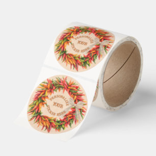 Southwest Chile Peppers Ristra Wreath Personalized Classic Round Sticker