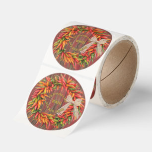 Southwest Chile Peppers Ristra Wreath Personalized Classic Round Sticker