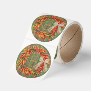 Southwest Chile Peppers Ristra Wreath Personalized Classic Round Sticker