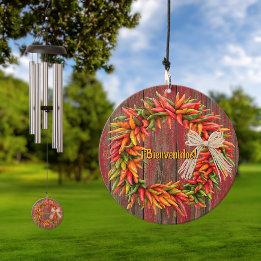 Southwest Chile Ristra Wreath Bienvenidos Wind Chime
