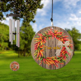 Southwest Chile Ristra Wreath Bienvenidos Wind Chime