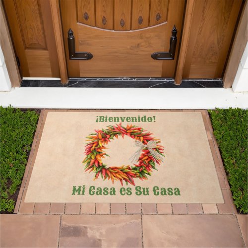 Southwest Chile Ristra Wreath Casa Personalized  Doormat