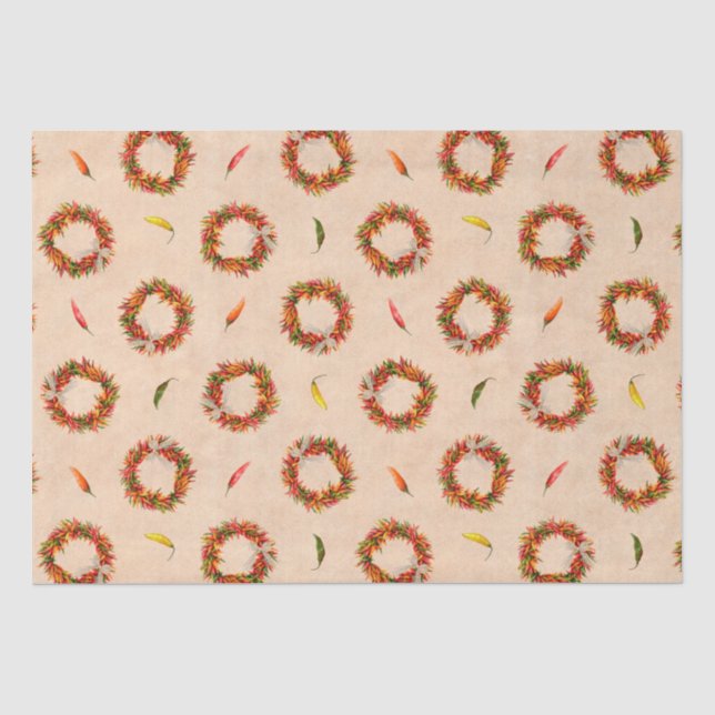 Southwest Chile Ristra Wreath Christmas Holiday Tissue Paper (Front)