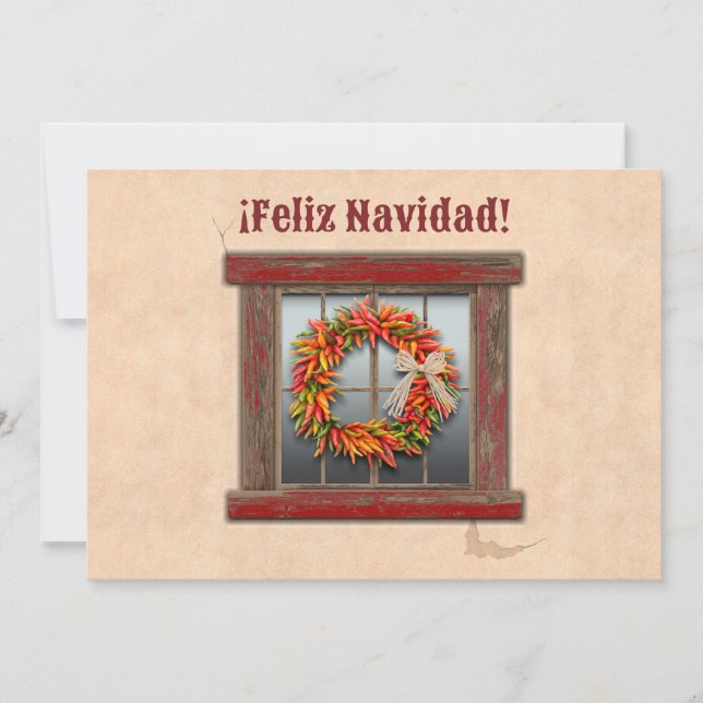 Southwest Chile Ristra Wreath Flat Holiday Card (Front)