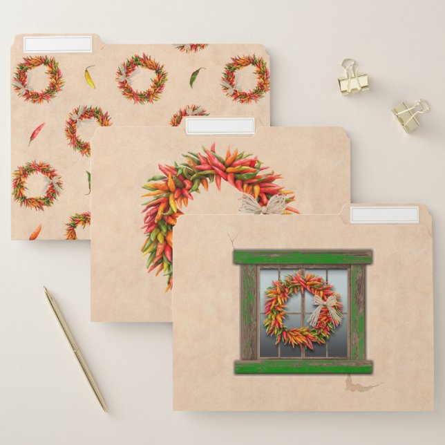 Southwest Chile Ristra Wreath Green Set File Folder (Set)