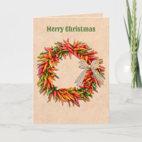 Southwest Chile Ristra Wreath Holiday Christmas Card