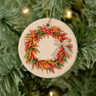 Southwest Chile Ristra Wreath on Adobe Wall