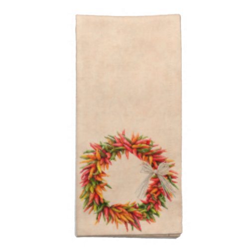 Southwest Chile Ristra Wreath on Adobe Wall Cloth Napkin