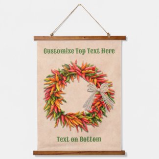 Southwest Chile Ristra Wreath on Adobe Wall