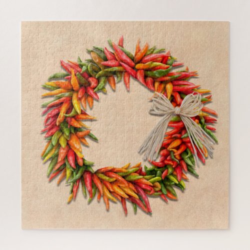 Southwest Chile Ristra Wreath on Adobe Wall Jigsaw Puzzle