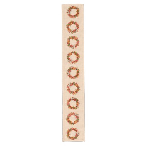 Southwest Chile Ristra Wreath on Adobe Wall Long Table Runner
