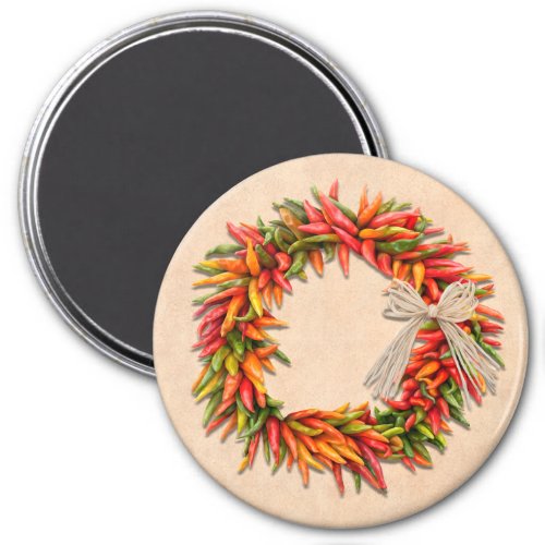 Southwest Chile Ristra Wreath on Adobe Wall Magnet