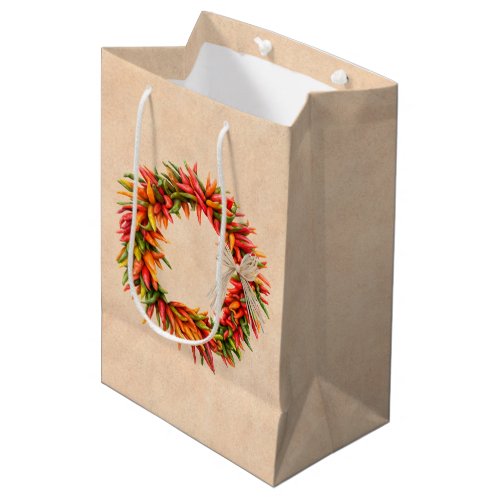 Southwest Chile Ristra Wreath on Adobe Wall Medium Gift Bag