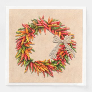 Southwest Chile Ristra Wreath on Adobe Wall