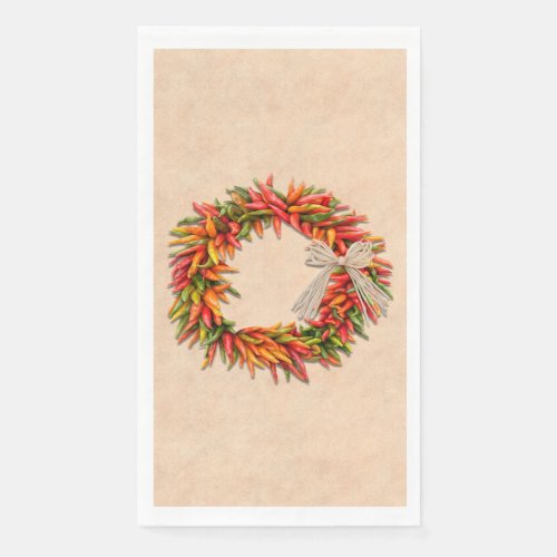 Southwest Chile Ristra Wreath on Adobe Wall Paper Guest Towels