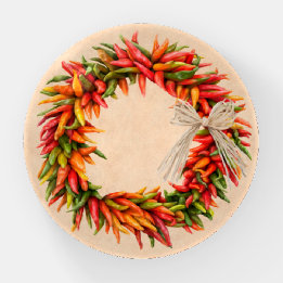 Southwest Chile Ristra Wreath on Adobe Wall Paperweight