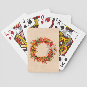 Southwest Chile Ristra Wreath on Adobe Wall Poker Cards