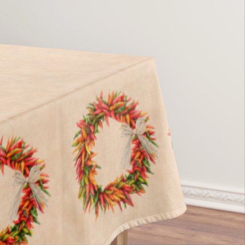 Southwest Chile Ristra Wreath on Adobe Wall Tablecloth