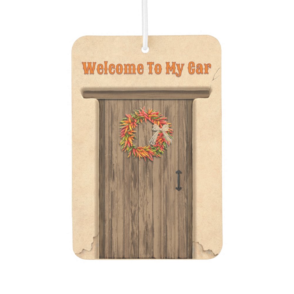 Southwest Chile Ristra Wreath on Wood Door Air Freshener