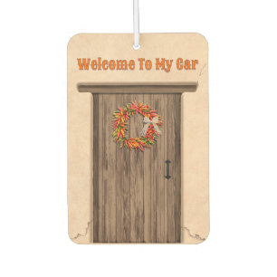 Southwest Chile Ristra Wreath on Wood Door Air Freshener