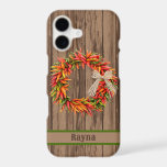 Southwest Chile Ristra Wreath on Wood Personalized iPhone 17 Case