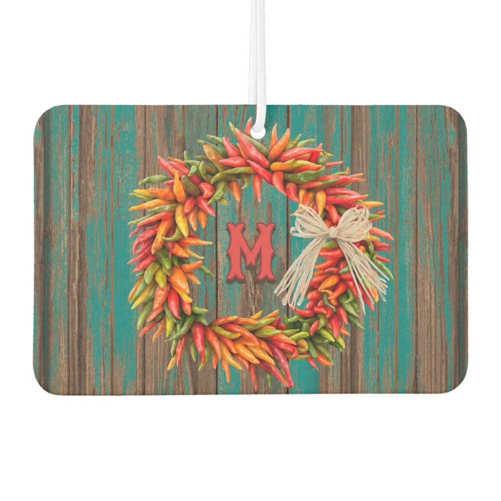 Southwest Chile Ristra Wreath Personalized Initial Air Freshener