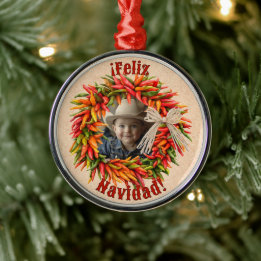Southwest Chile Ristra Wreath Personalized Metal Ornament