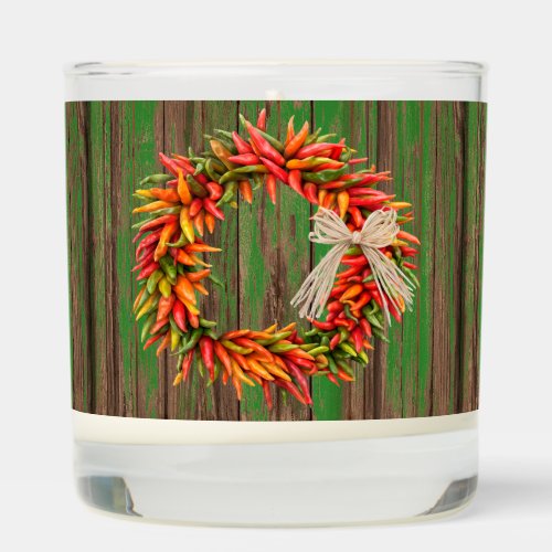 Southwest Chile Ristra Wreath Weathered Green Wood Scented Candle