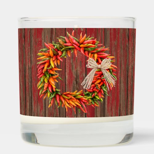 Southwest Chile Ristra Wreath Weathered Red Wood Scented Candle