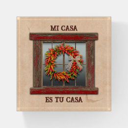 Southwest Chile Ristra Wreath Window Personalized Paperweight