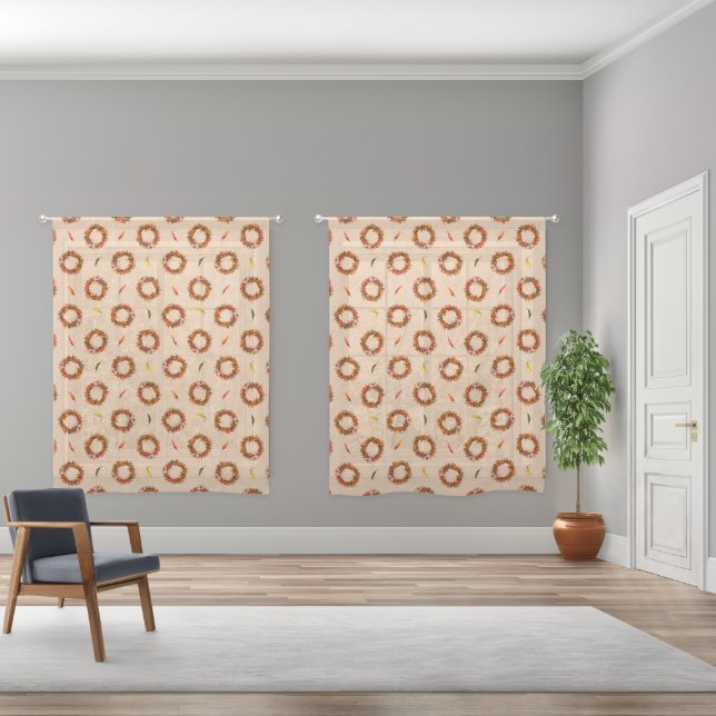 Southwest Chile Ristra Wreaths All Over 50x63 Inch Sheer Curtains (Wide)