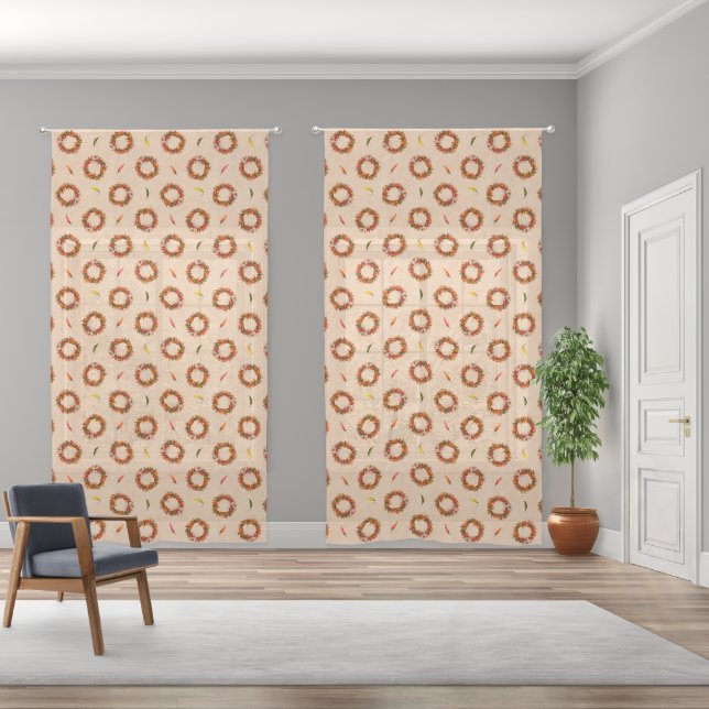 Southwest Chile Ristra Wreaths All Over 50x96 Inch Sheer Curtains (Wide)