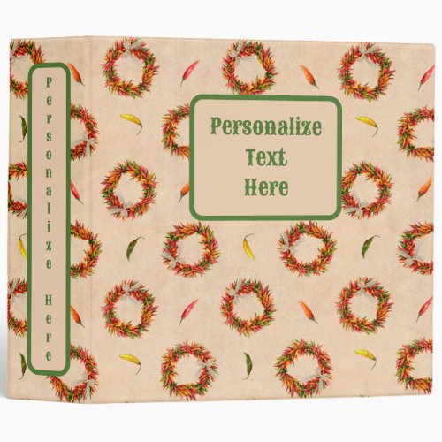 Southwest Chile Ristra Wreaths All Over Pattern 3 Ring Binder
