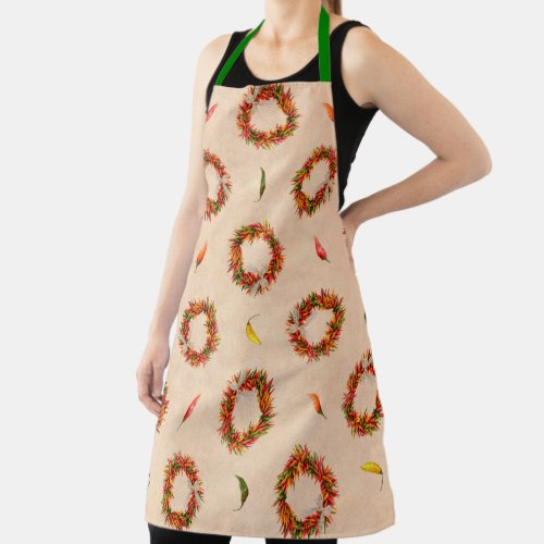 Southwest Chile Ristra Wreaths All Over Pattern Apron