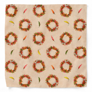 Southwest Chile Ristra Wreaths All Over Pattern Ba Bandana