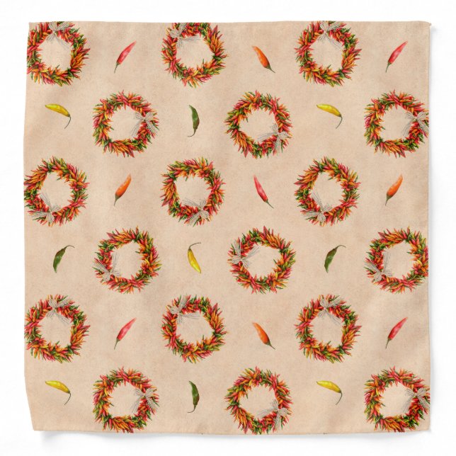Southwest Chile Ristra Wreaths All Over Pattern Ba Bandana (Front)
