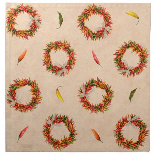 Southwest Chile Ristra Wreaths All Over Pattern Cloth Napkin