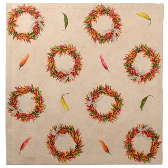 Southwest Chile Ristra Wreaths All Over Pattern Cloth Napkin (Front)