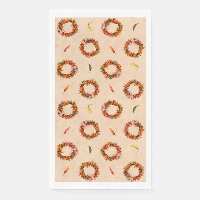 Southwest Chile Ristra Wreaths All Over Pattern Paper Guest Towels (Front)