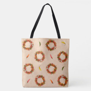 Southwest Chile Ristra Wreaths All Over Pattern Tote Bag