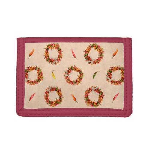 Southwest Chile Ristra Wreaths All Over Pattern Trifold Wallet