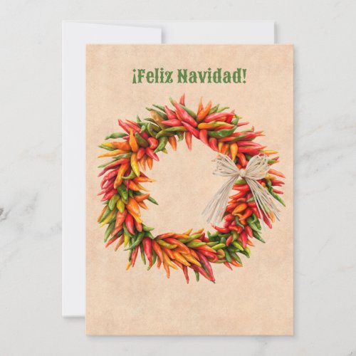 Southwest Chile Wreath Christmas Holiday Invitation