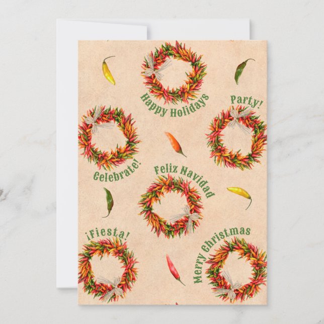Southwest Chile Wreath Christmas Holiday Invitation (Front)