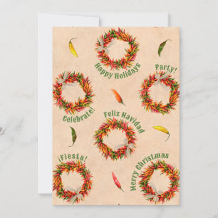 Southwest Chile Wreath Christmas Holiday Invitation