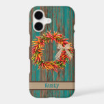 Southwest Chile Wreath on Blue Wood Personalized iPhone 17 Case
