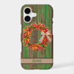 Southwest Chile Wreath on Green Wood Personalized iPhone 17 Case