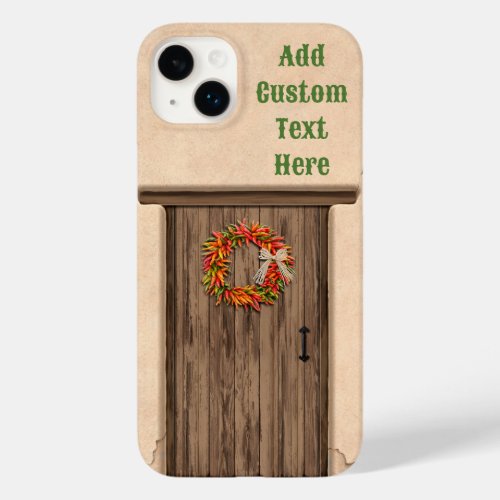 Southwest Chile Wreath on Rustic Wood Door Case_Mate iPhone 14 Plus Case