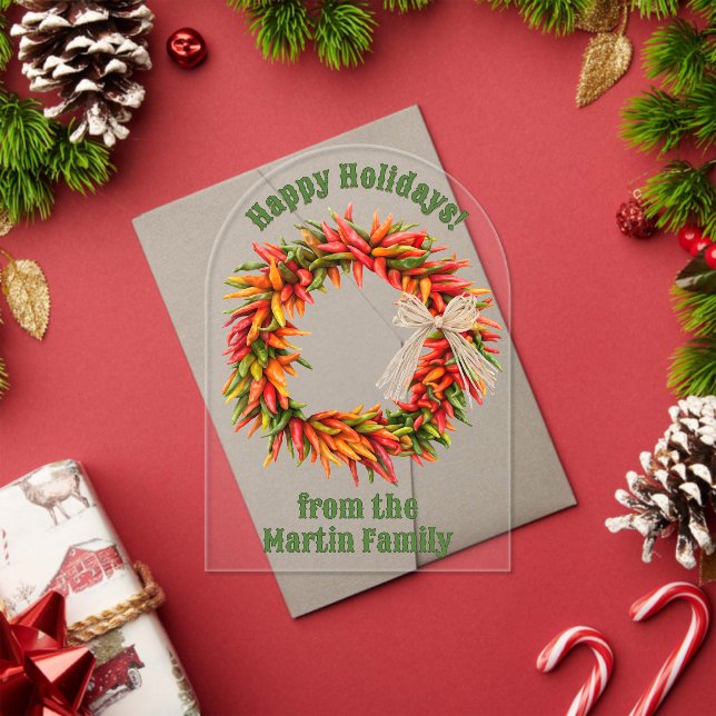 Southwest Chile Wreath Personalized Greeting Card  Acrylic Invitations (Insitu (Holiday))