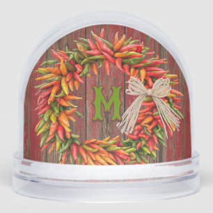 Southwest Chile Wreath Personalized Snow Globe